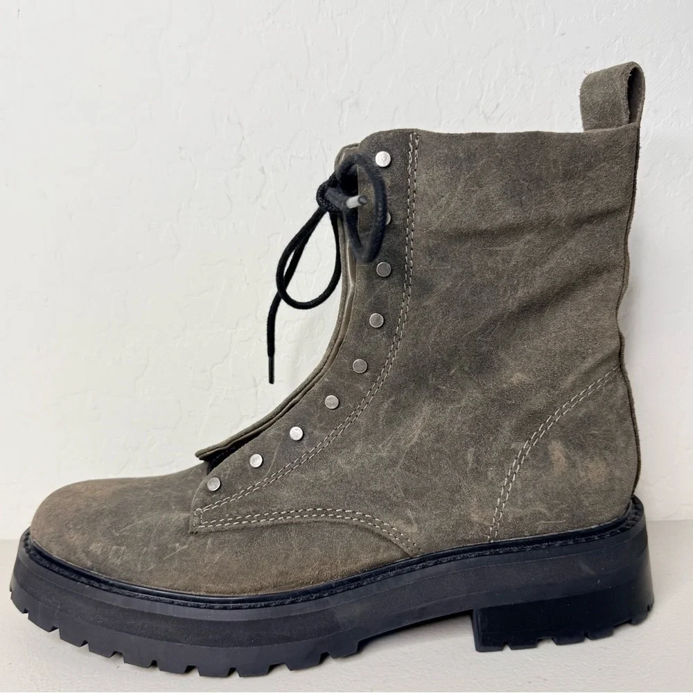 NEW Dolce Vita Ranier Olive Suede Combat Chunky Lug Sole Combat Boots Size US8